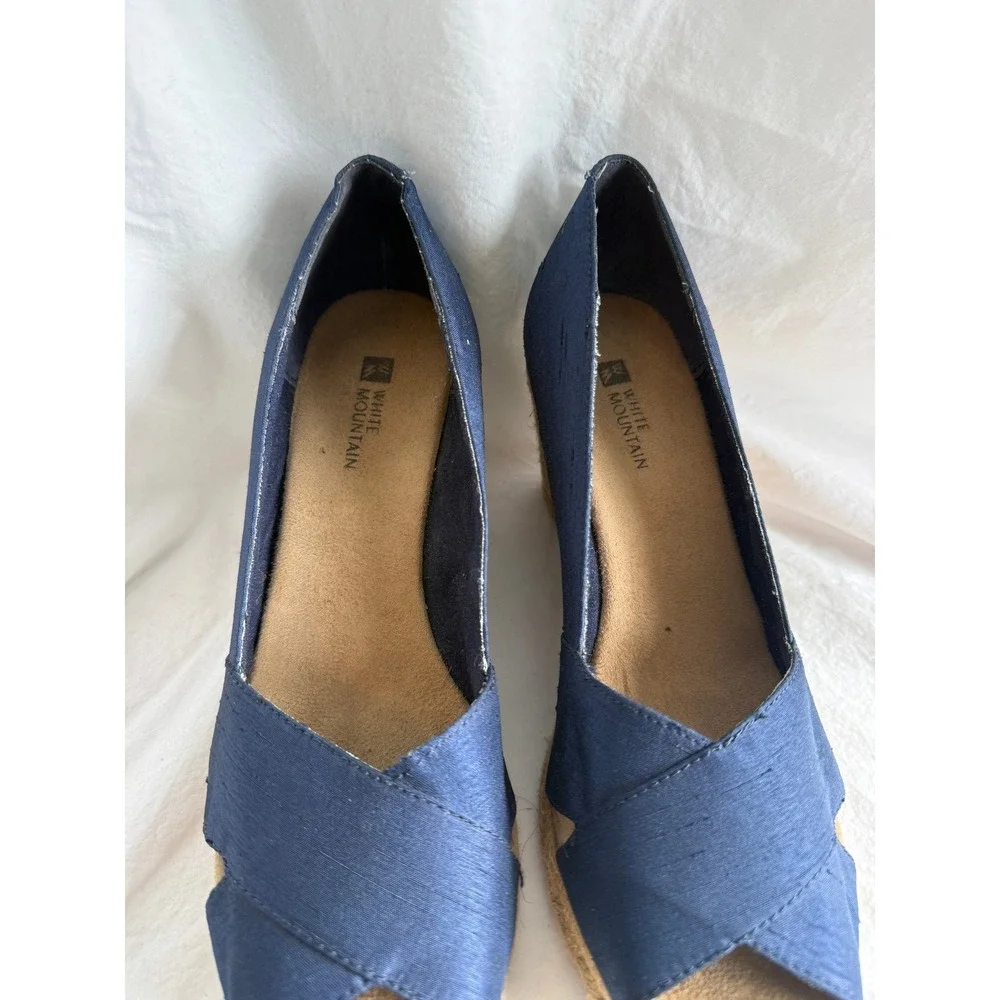 White Mountain Matador Navy Blue Espadrille Wedge Sandals Womens 8.5 M W14494Z